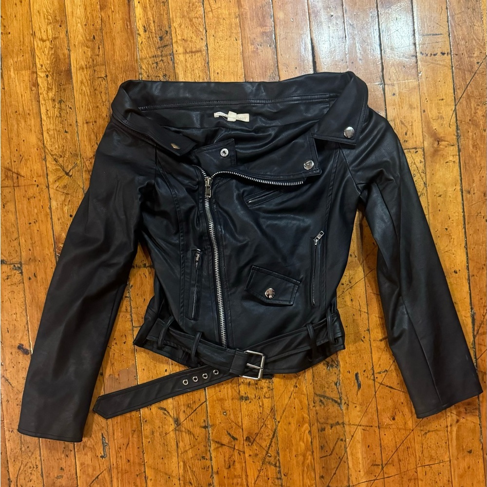 Off The Shoulder Leather Jacket